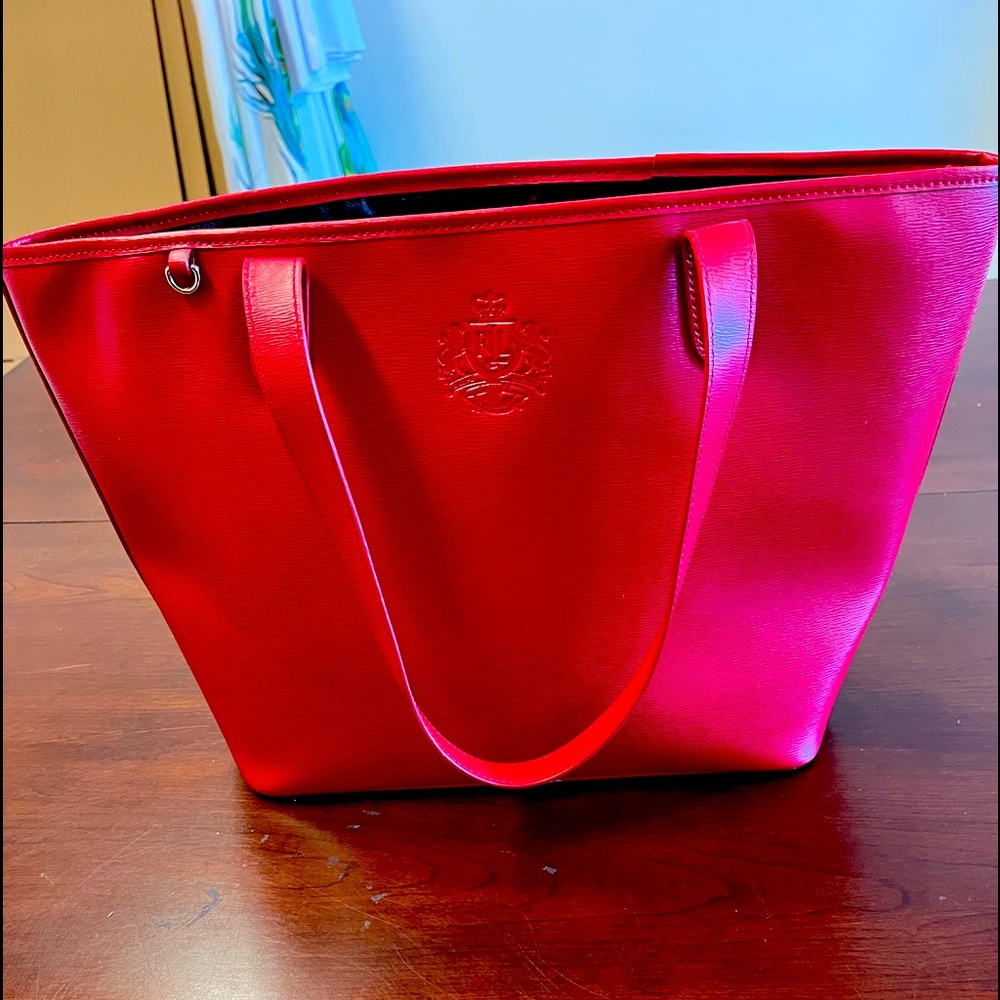 Elegant Leather Red tote, Lauren by RL